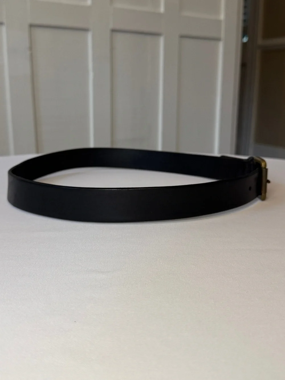 Vintage Polo Ralph Lauren Black Leather Thick Wide Brass Buckle Argentina 36